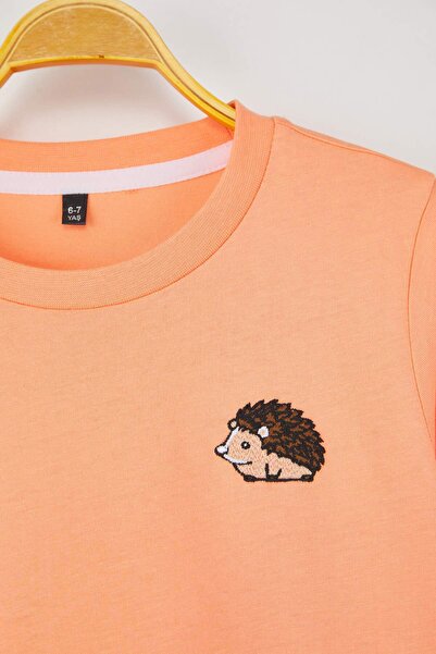 TRENDYOLKIDS Πορτοκαλί-πράσινο-μαύρο 100% βαμβάκι 3 τεμαχίων Animal Print Κανονικό πλεκτό μπλουζάκι για παιδιά Unisex TKDAW26TS00009