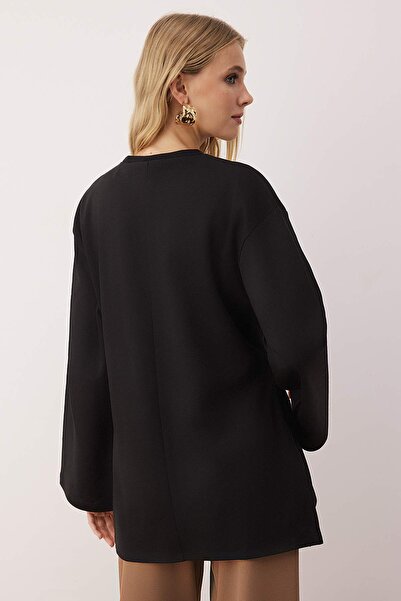 Trendyol Modest Black Soft Fabric Buckle Detailed Knitted Tunic Tctaw26Uk00000