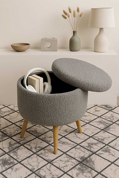 eda hacıoğlu edam bedding group Teddy Oval Ahşap Retro Ayaklı Dekoratif Sandıklı Puf