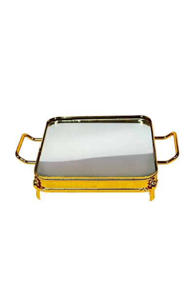 ALMASA Small golden serving tray with mirror - 1 piece
