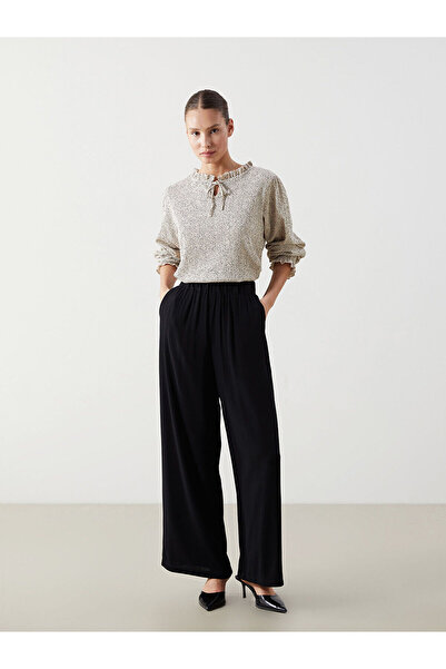 LC Waikiki بنطلون نسائي واسع منقوش بخصر مطاطي للموسم الجديد - S5JQ76Z8