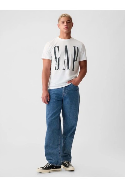 GAP V-Everyday Soft Corp Logo Tee Short Sleeve T-Shirt Mens T-Shirt White