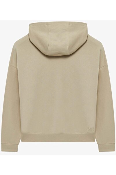 SKECHERS W Essential Hoodie Sweatshirt S242111 Kadın Kapüşonlu Sweatshirt BEJ