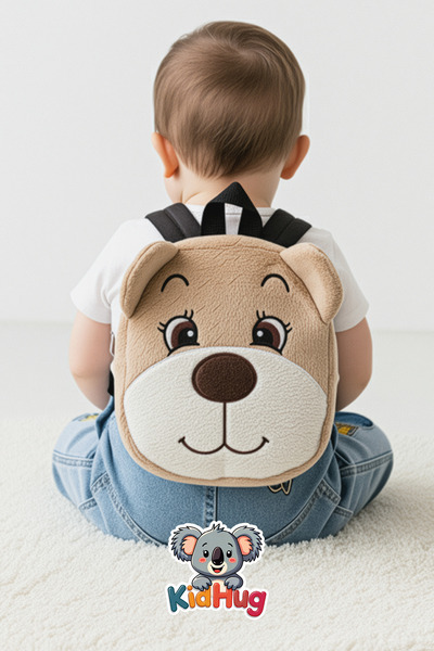 KidHug Bear Children's Bag Doo Embroidered Children's Bag Soft Fabric Children's Bag 0-8 Years Old