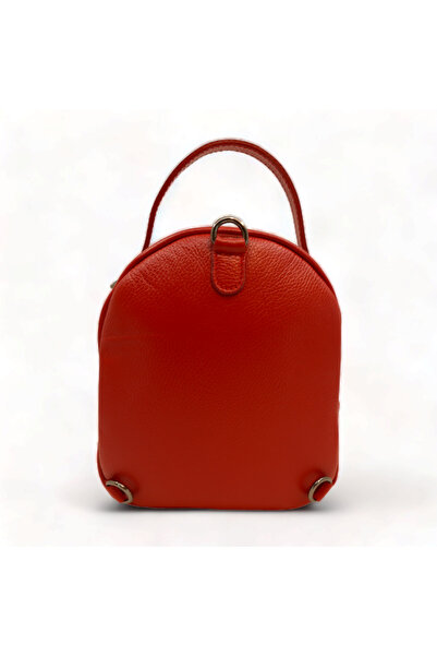 BESSO Essenza Pocket Genuine Leather Backpack Red