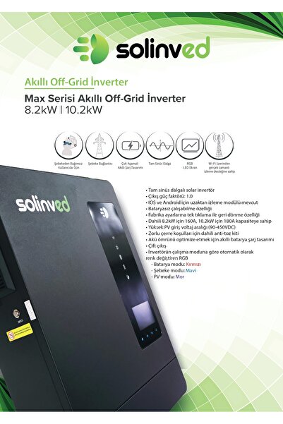 SOLİNVED 8.2 kW Max Serisi MPPT Off Grid İnverter