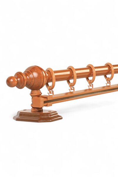 Twins Decorative Meşe Tek Raylı Ahşap Rustik Perde Askısı - 200 Cm