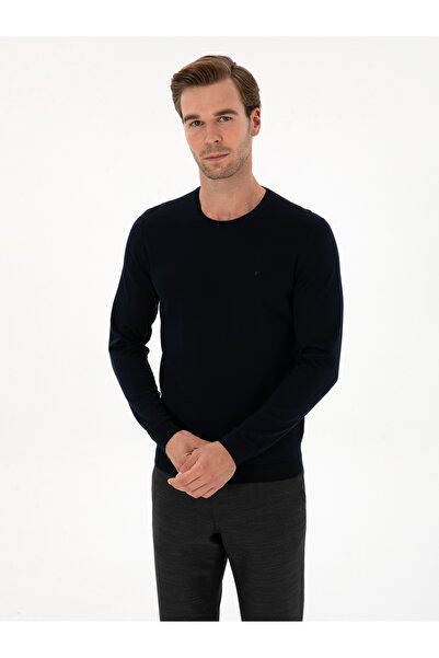 Cacharel Navy Blue Slim Fit Wool Blend Crew Neck Basic Knitwear Sweater 50315...