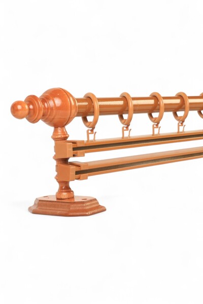 Twins Decorative Meşe Çift Raylı Ahşap Rustik Perde Askısı - 200 Cm