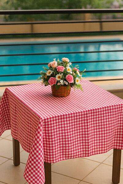 YELLOW STARY HOME DECOR مفرش طاولة وردي اللون وغطاء للنزهة - مفرش طاولة مزخرف أنيق مقاس 165 × 165 سم