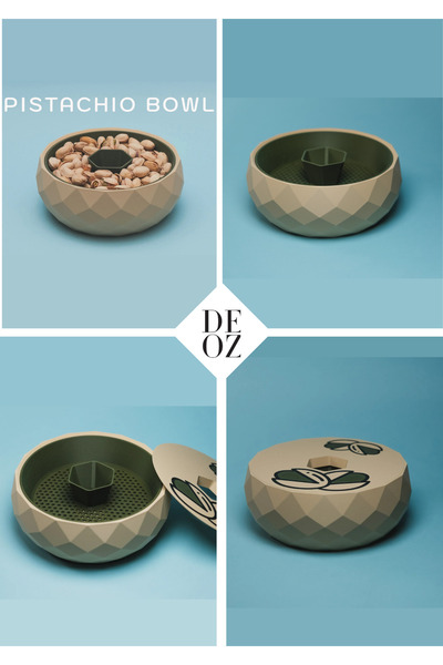 DEOZ3D Geometric Patterned Snack Plate with Waste Container