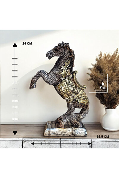 77 Epinay Gri Şahlanan At Figürü Dekoratif Obje Biblo Heykel Ev Ofis Hediyesi...