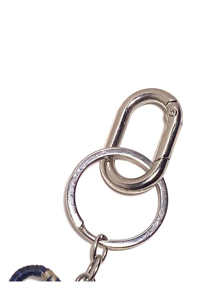 She Sells Heart Shaped Macrame Charm – Elegant Accessory with Navy Blue, Cream and Silver Plated Heart and Clover Detail
