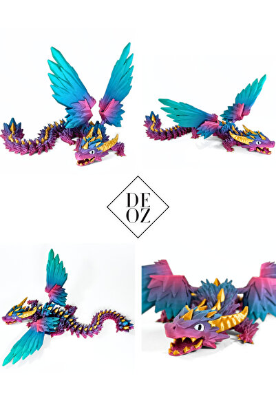 DEOZ3D Winged Articulated Crystal Dragon - Eklemleri Oynayan Koleksiyonluk Kanatlı Ejderha Figür