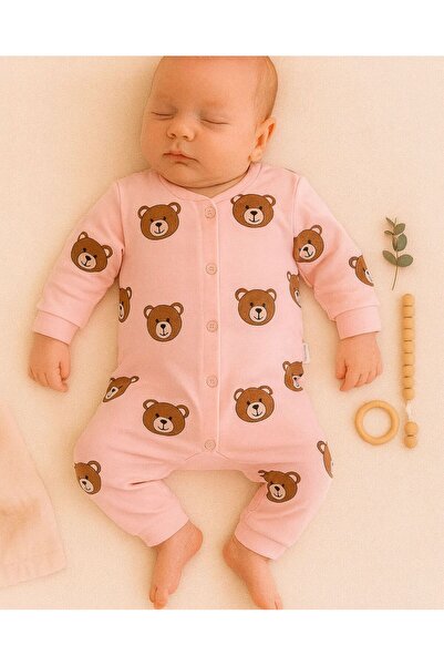 Nayinom Hobbe Baby Teddy Bear Romper 3-6-9 Months, Soft Textured Romper, Baby Romper