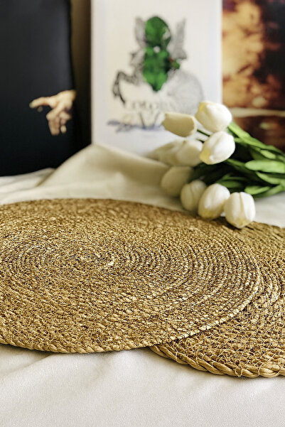 YUNUSOĞLU HOME Wicker Jute Placemat Set of 2 American Service 33 cm Diameter Placemat Set of 2