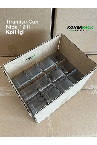 KONERPACK Tiramisu Cup Nida270Cc 24 Pieces Hard Plastic Transparent Color with Lid