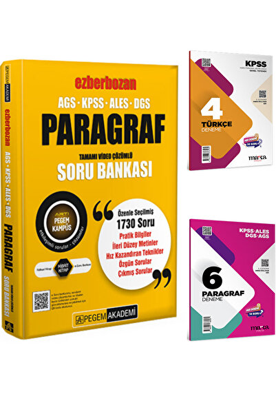 Pegem Akademi Yayıncılık Ags Kpss Ales Dgs Ezberbozan Paragraf Tamamı Video Çözümlü Soru Bankası Pgem Akdemi Yayınları