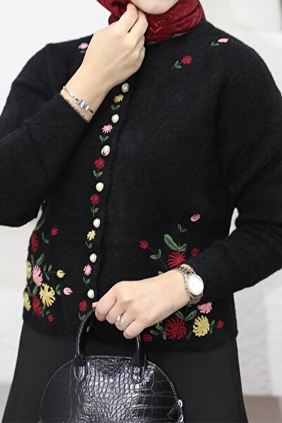 AVSARWEAR Kadın Nakış Detaylı Düğmeli Hırka