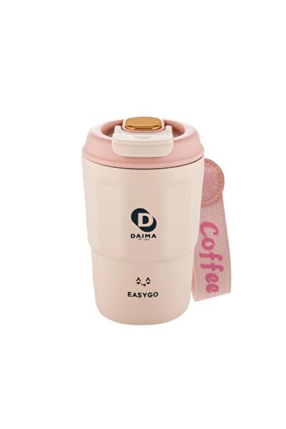 daıma hot/cold ترمس دايما إيزي جو 380 مل يحافظ على السخونة لمدة 12 ساعة ويبقى باردًا لمدة 12 ساعة، كوب وردي اللون