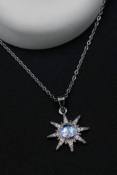 TREND COLLECTİON 316l steel silver color zircon stone pole star model women n...