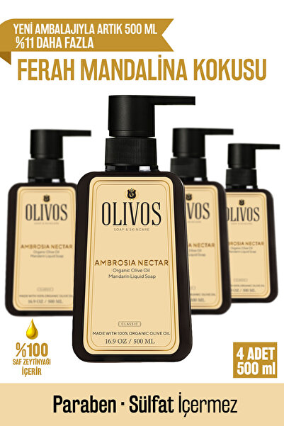 Olivos Doğal Zeytinyağlı Mandalina Sıvı Sabun Mandalinalı Zeytinyağı El Sabun...