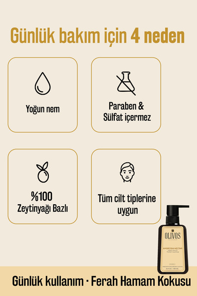 Olivos Doğal Zeytinyağlı Mandalina Sıvı Sabun Mandalinalı Zeytinyağı El Sabunu Nemlendirici 2 Adet 500 Ml