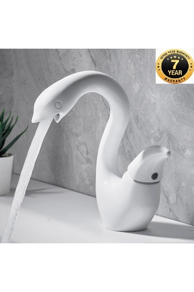 OEM صنبور حوض الحمام موديل Swan اللون الأبيض منتج جديد مستورد ضمان 7 سنوات مس...