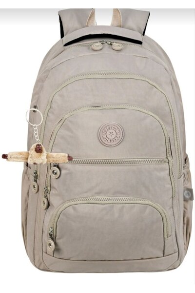 çantamgelsin Luxury Crinkle Fabric High School and Middle School Backpack + Monkey Keychain Gift
