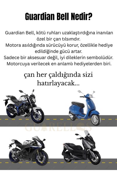 Guarellos Always with You Written Guardian Bell – Meaningful Biker Luck and Protection Bell Keychain Guarellos