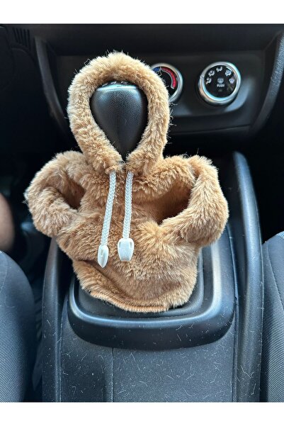 ZOA Vites Süsü Kahverengi Yumuşak Peluş Hoodie Kapşonlu Araba Vites Poları Pamuk