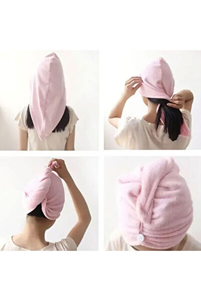 Generic Microfiber Girls Shower Cap Towel Soft Stylish Quick Drying Pink Hair Dryer Cap