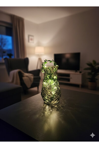 KONKRE TASARIM Haki Ananas Kristal Reflekte Cam Vazo