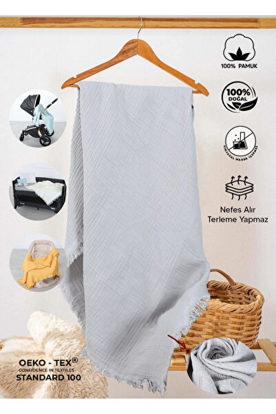 Alpıno Muslin Blanket & Blanket Four Layers Fringed (Cotton Baby Blanket) 100% Cotton