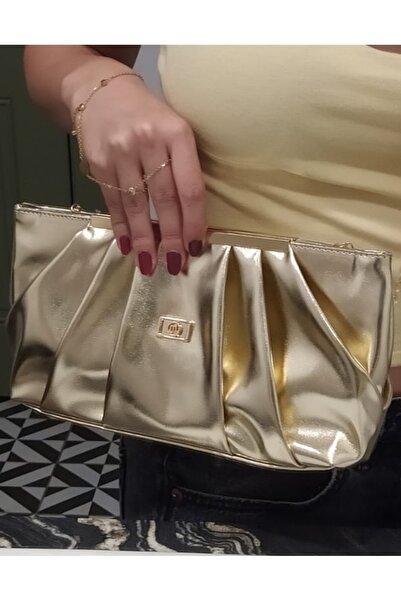 themoiss Γυναικεία τσάντα χειρός και ώμου με ασημί λάμψη Moiss με αλυσίδα - Βραδινή τσάντα