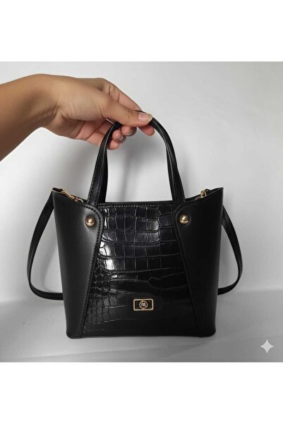 Store Kadın Siyah Ayarlanabilir Timsah Desenli Suni Deri Askılı El&Omuz Çanta...