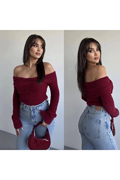 MetuCA Bluză de tricotaj decoltată cu umăr cu textura moale pentru femei