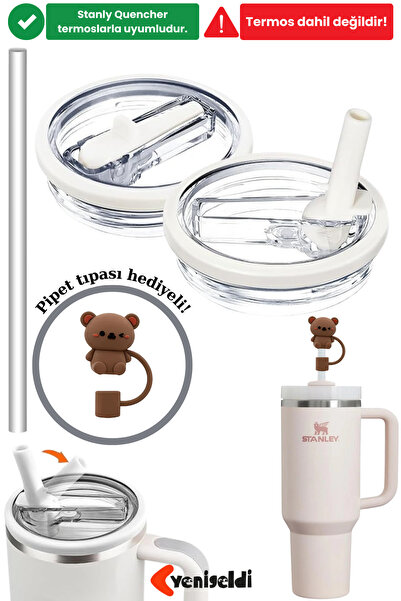 Yenigeldi 1 Adet Stnly Quencher Uyumlu 40 oz Flip Pipet ve Kapak Sızdırmaz Ye...