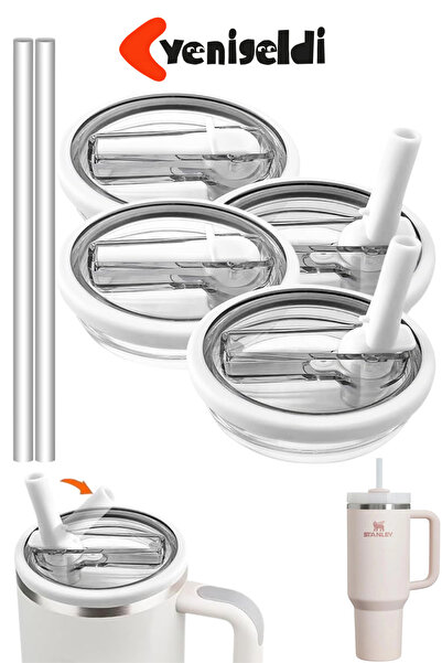 Yenigeldi 2Pcs Stnly Quencher Compatible 40 oz Flip Lid with Straw Leakproof Replacement Cup Lid