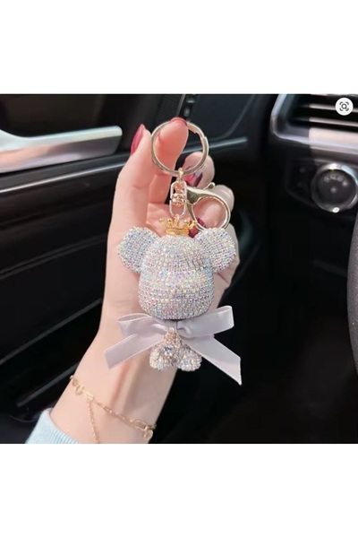 mos&more Taşlı Tedy Bear Anahtarlık, Çanta Süsü , Çanta Aksesuarı, Araba Süsü