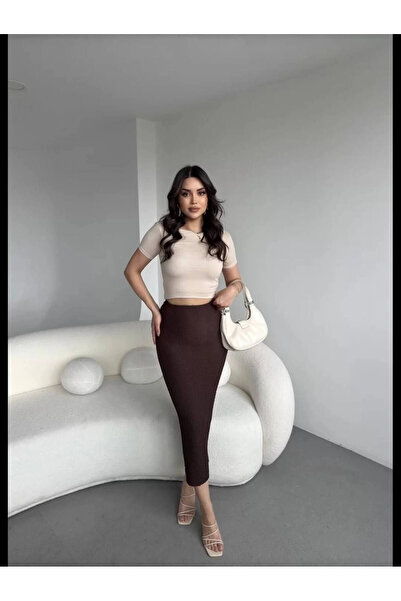 MetuCA Stretchy Seersucker Slit Midi Skirt – Stylish Fit