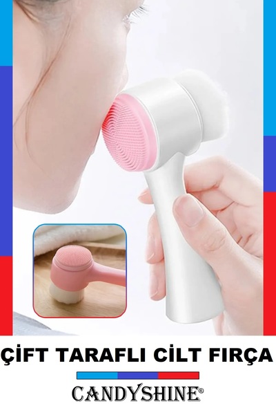 CandyShine Двостороння кольорова силіконова щітка для очищення обличчя