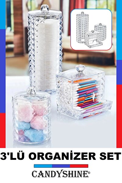 CandyShine Diamond Premium set od 3 delova za organizaciju šminke Moderni set...