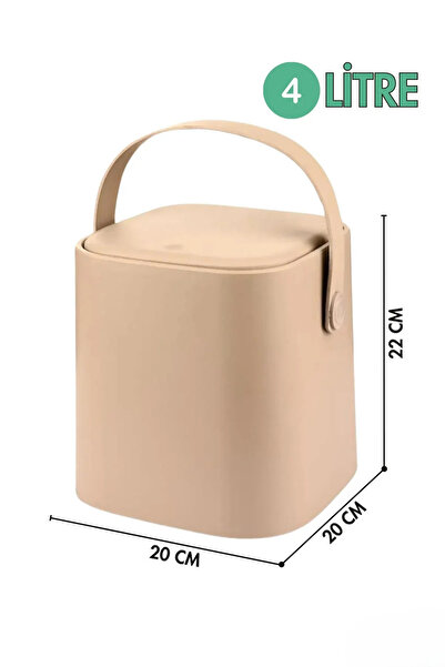 Olomo 4 Litre Sihirli Çöp Kovası Tutma Saplı İç Kovalı Tezgah Üstü Mutfak Banyo Ofis Çöp Kovası