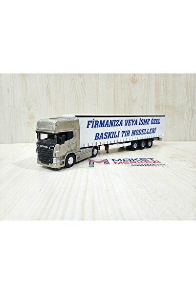 WELLY 25 cm uzunlukta 1/64 ölçek gri SCANIA R730 TIR MAKETİ (firma ismi yazılabilir)