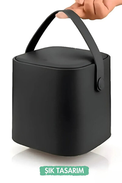 Olomo 4 Litre Sihirli Çöp Kovası Tutma Saplı İç Kovalı Tezgah Üstü Mutfak Banyo Ofis Çöp Kovası