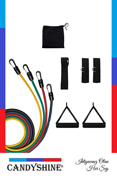 CandyShine 10-компонентен комплект ленти за фитнес упражнения, пилатес, йога и аеробика