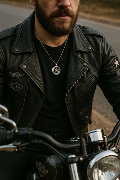 vogutima Motosiklet Tekeri Kolye - Erkek Çelik Kolye 316 L Paslanmaz Çelik