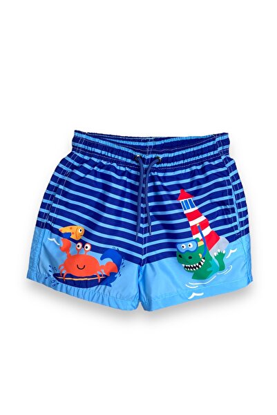 LİTTLE TORTOİSE SEVİMLİ DENİZ CANLILARI TEMALI RENKLİ ERKEK ÇOCUK DENİZ ŞORTU
