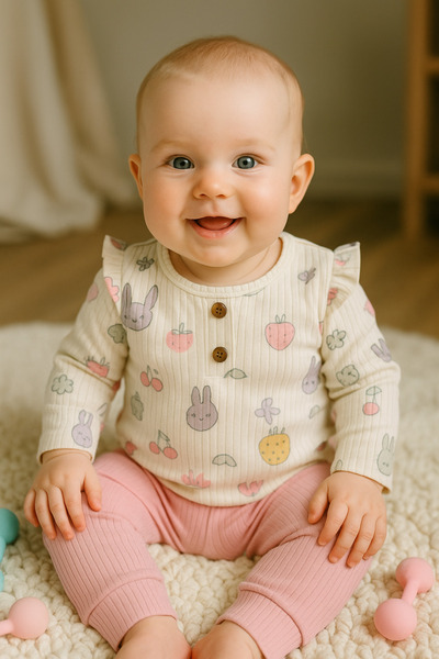 HappyMom Ruffled Shoulder Girl Suit